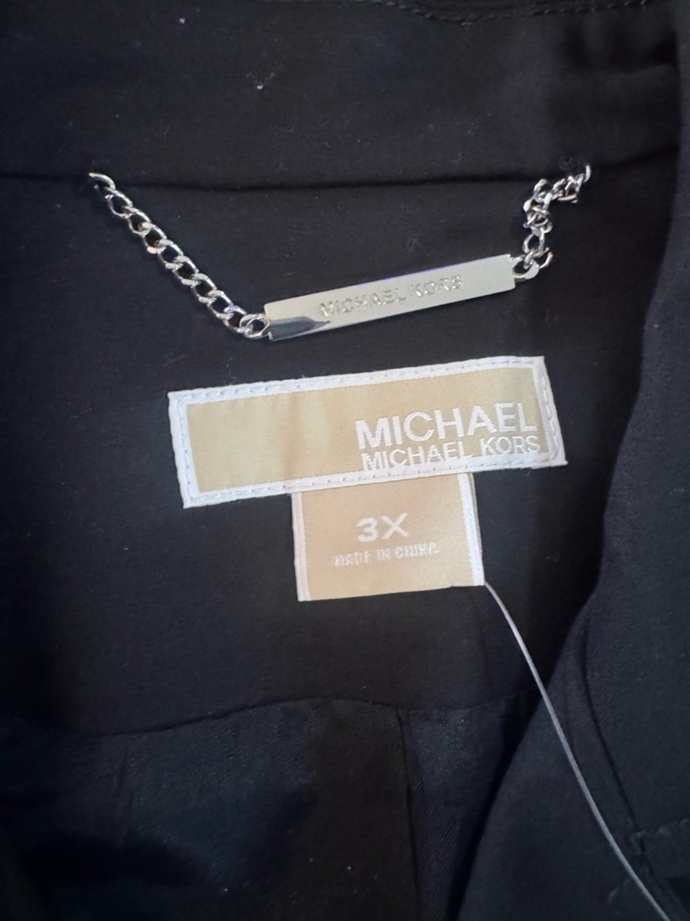 Womens Michael Kors Black Moto Jacket with Faux Leather Sleeves size 3X - Picture 3 of 3